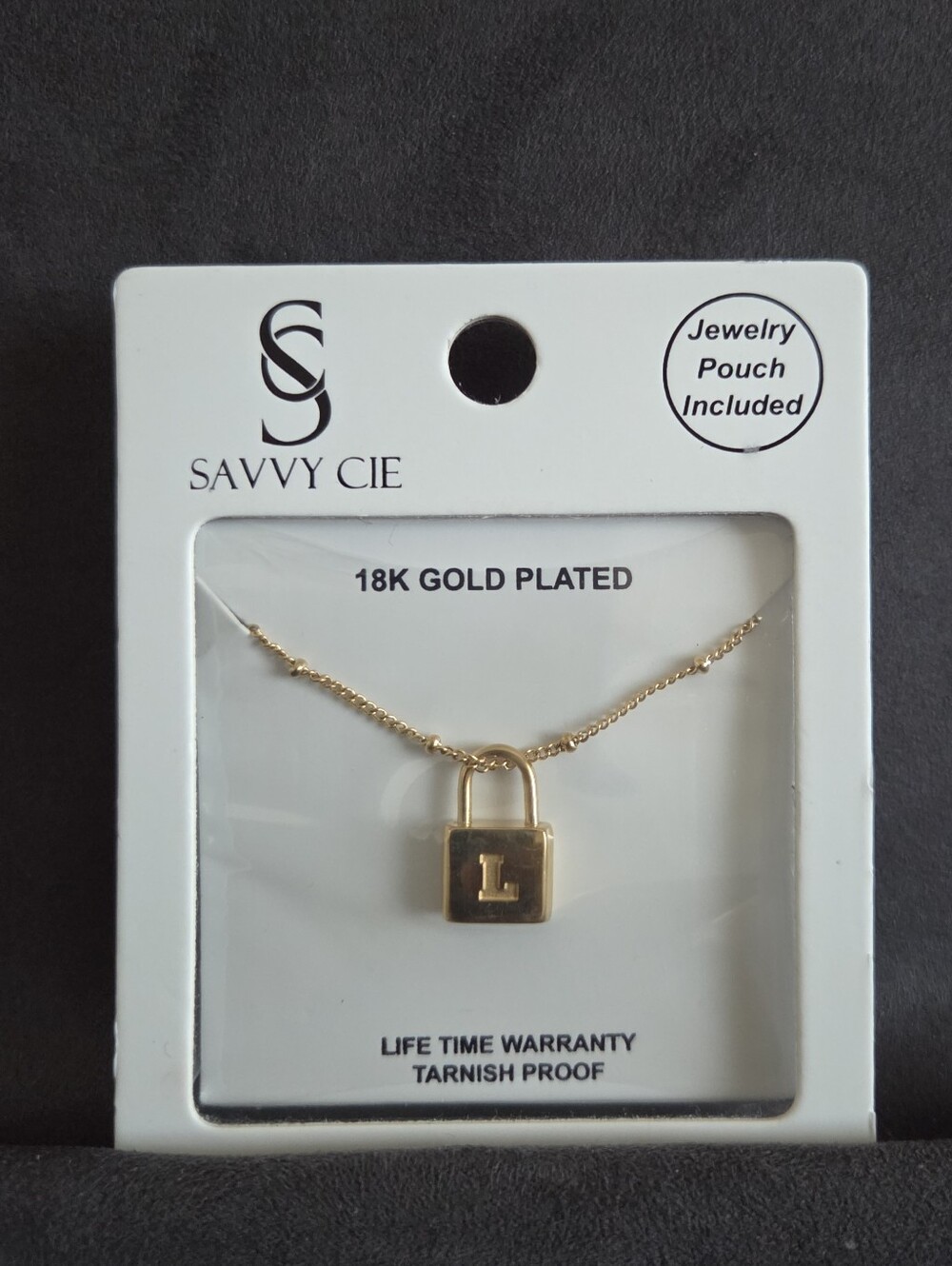 Savvy Cie Gold Initial 'L' Padlock Necklace